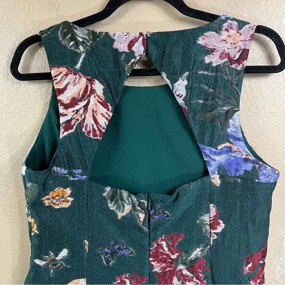 NWT Marchesa Notte Brocade Floral Green Midi Dress - Picture 7 of 10